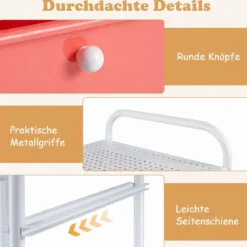 Rollwagen Rollcontainer mit 6 Schubladen aus Kunststoff & 2 Griffen 63,5 x 38 x 66 cm Bunt