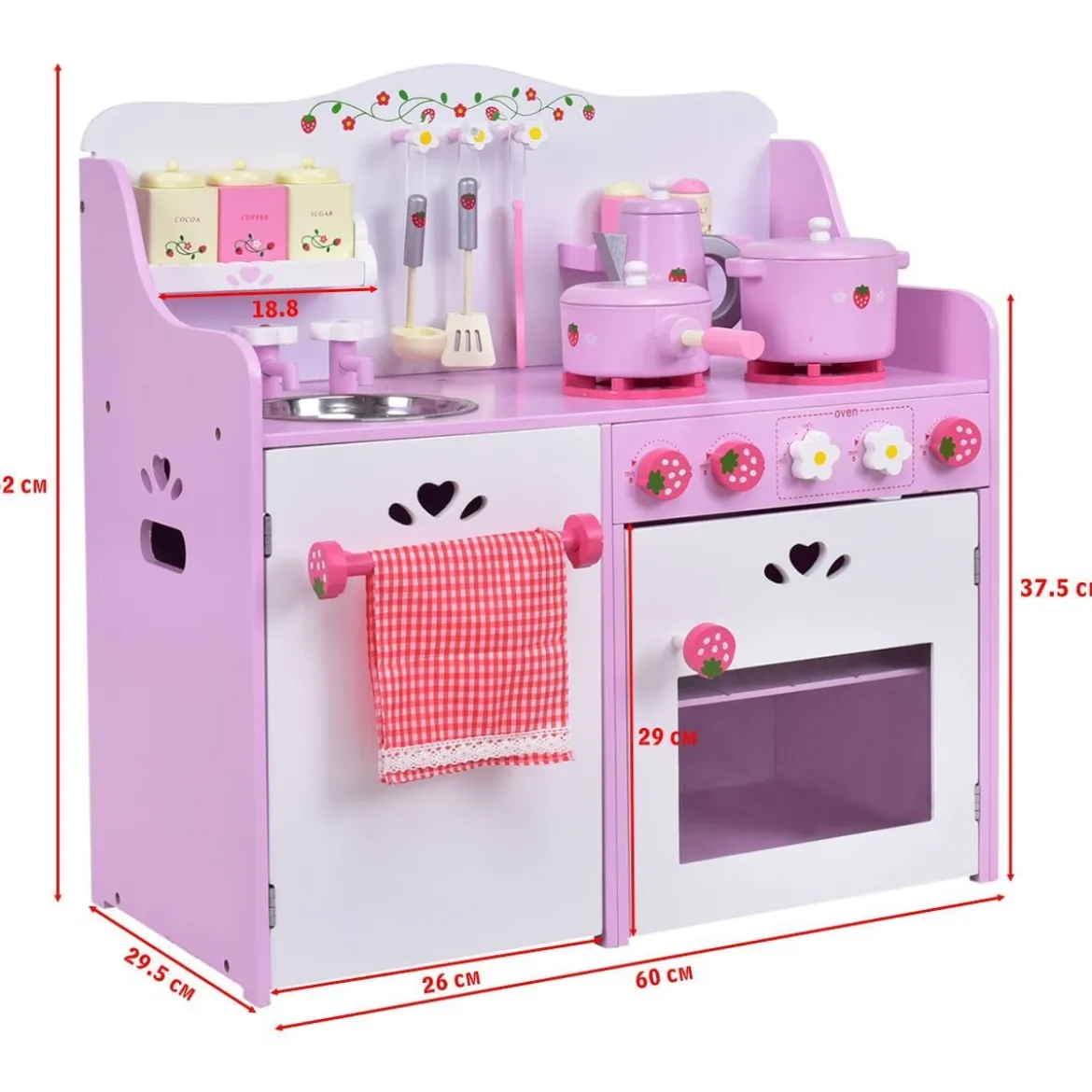 Rosa und Weiß Holz Kinderspielküche Spielzeugküche