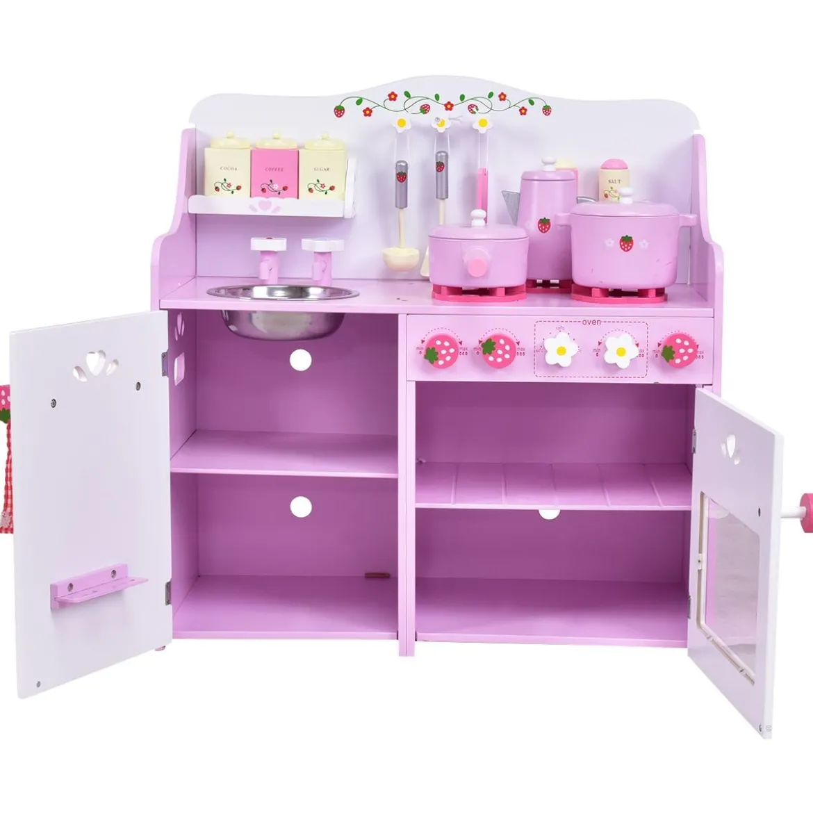 Rosa und Weiß Holz Kinderspielküche Spielzeugküche