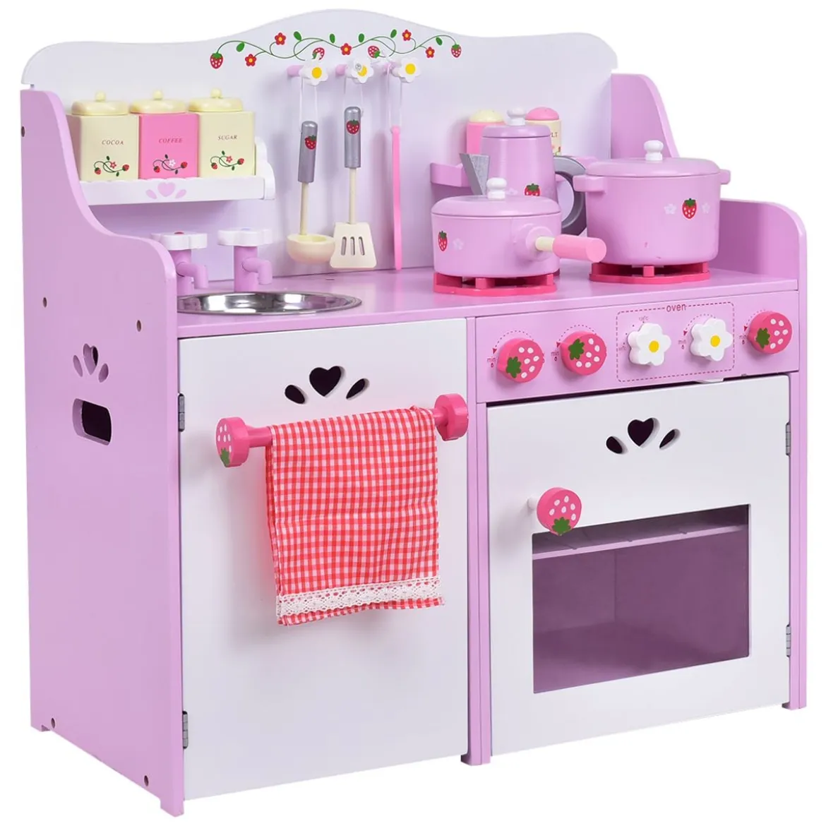 Rosa und Weiß Holz Kinderspielküche Spielzeugküche