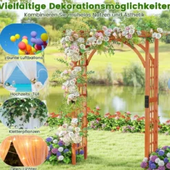 Rosenbogen aus Holz Gartenbogen für Kletterpflanzen Eleganter Hochzeitsbogen Natur