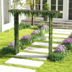 Rosenbogen Metall Gartenbogen für Kletterpflanzen Torbogen Garten 205 x 52 x 205 cm Grün
