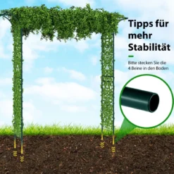 Rosenbogen Metall Gartenbogen für Kletterpflanzen Torbogen Garten 205 x 52 x 205 cm Grün