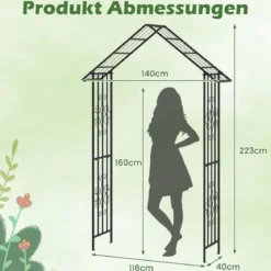 Rosenbogen Metall Gartenbogen für Kletterpflanzen Rankbogen für Hinterhof Hochzeit Party 140 x 40 x 223 cm Schwarz