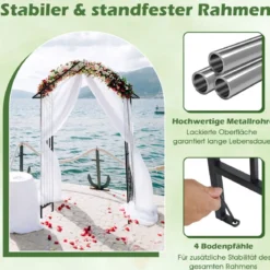 Rosenbogen Metall Gartenbogen für Kletterpflanzen Rankbogen für Hinterhof Hochzeit Party 140 x 40 x 223 cm Schwarz