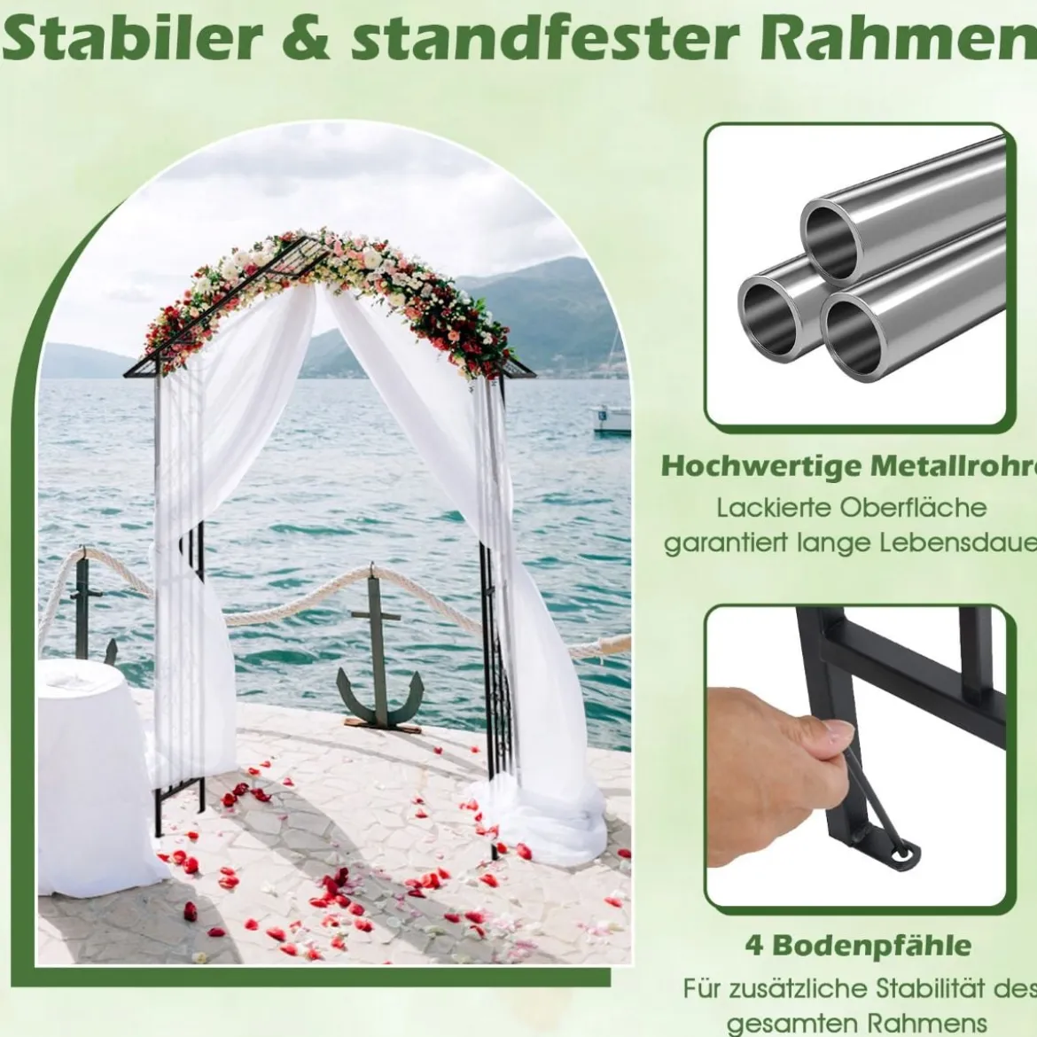 Rosenbogen Metall Gartenbogen für Kletterpflanzen Rankbogen für Hinterhof Hochzeit Party 140 x 40 x 223 cm Schwarz
