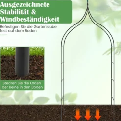 Rosenbogen Metall Gartenbogen im gotischen Stil Torbogen Rosengitter Rankgitter 125 x 39 x 287 cm