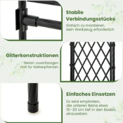 Rosenbogen Metall Gartenbogen für Kletterpflanzen Torbogen Garten Rosengitter Rankhilfe Rankgitter 170 x 39 x 210 cm Schwarz