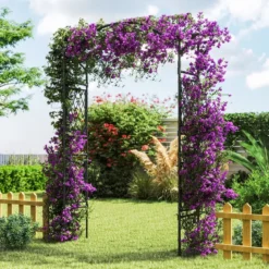 Rosenbogen Metall Gartenbogen für Kletterpflanzen Torbogen Garten Rosengitter Rankhilfe Rankgitter 170 x 39 x 210 cm Schwarz