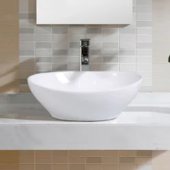 Rund Aufsatzwaschbecken Keramik Waschbecken Aufsatzwaschschale Bad Waschtisch Weiß