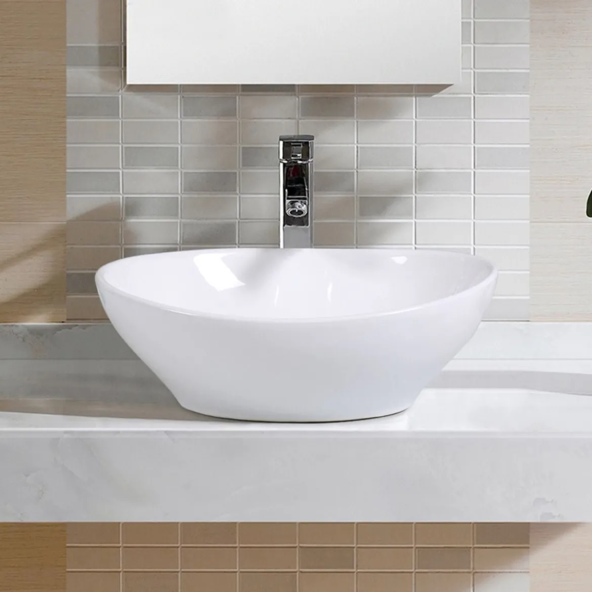 Rund Aufsatzwaschbecken Keramik Waschbecken Aufsatzwaschschale Bad Waschtisch Weiß