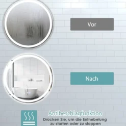 Runder LED-Spiegel Badezimmerspiegel zur Wandmontage 3000 K-6000 K Ø 60 cm