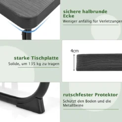 Runder Picknicktisch mit 4 Bänken & Schirmloch für 8 Personen Tragkraft von 900 kg Campingtisch
