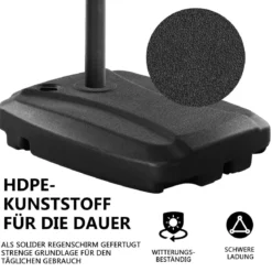 runder Schirmständer tragbare Schirmbasis Terrassenschirm-Ständer bis 95 kg Schwarz