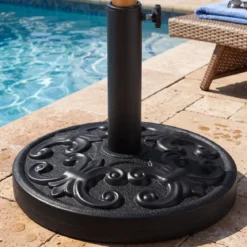 Runder Sonnenschirmständer für 38/48 mm Schirmstangen 12 kg Schirmständer aus Beton Schwarz