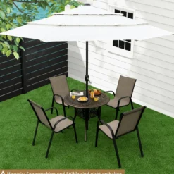 Runder Terrassen-Esstisch Bistrotisch aus Aluminiumguss mit Schirmloch Ø90 x 74 cm Braun