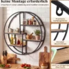 Rundes Wandregal Hängeregal mit 4 Böden 55x55x11cm kreisförmiges Bücherregal Schwarz