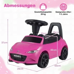 Rutschauto mit Licht & Kippschutz & Stauraum unter dem Sitz Rutschfahrzeug Kinderfahrzeug Rosa