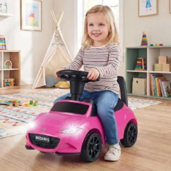 Rutschauto mit Licht & Kippschutz & Stauraum unter dem Sitz Rutschfahrzeug Kinderfahrzeug Rosa