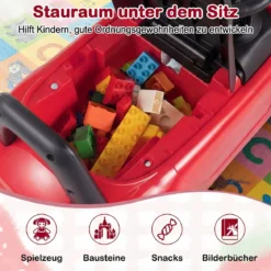 Rutschauto mit Licht & Kippschutz & Stauraum unter dem Sitz Rutschfahrzeug Kinderfahrzeug Rot