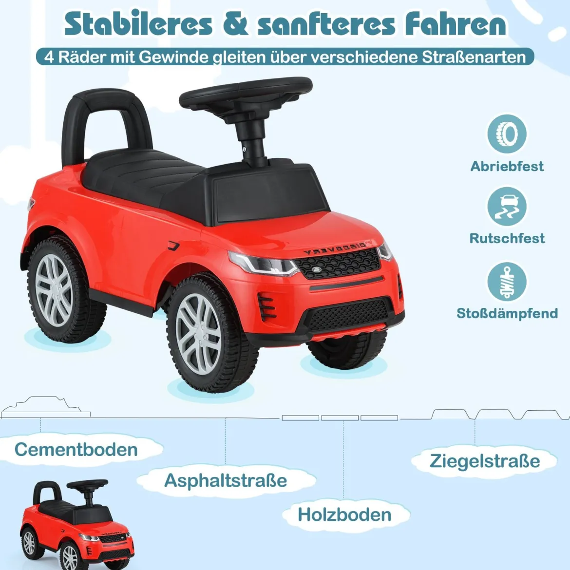 Rutschauto mit Stauraum Rutschfahrzeug Rutscher Kinderauto Schiebauto Spielzeugauto Rot