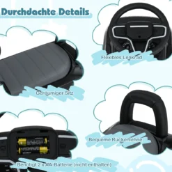 Rutschauto mit Stauraum Rutschfahrzeug Rutscher Kinderauto Schiebauto Spielzeugauto Schwarz