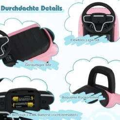 Rutschauto mit Stauraum Rutschfahrzeug Rutscher Kinderauto Schiebauto Spielzeugauto Rosa