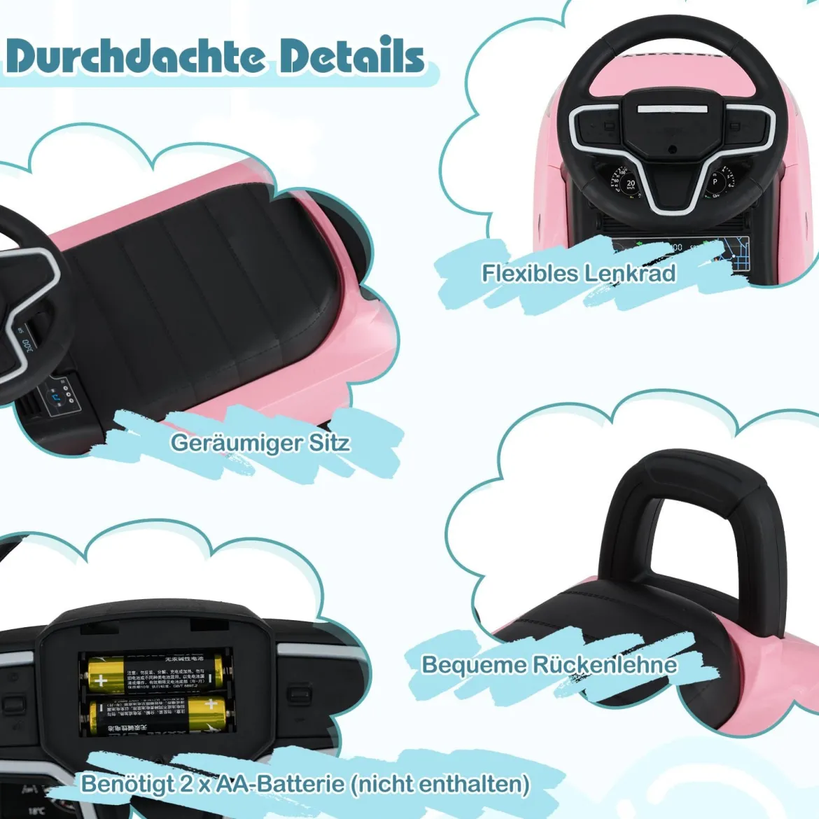 Rutschauto mit Stauraum Rutschfahrzeug Rutscher Kinderauto Schiebauto Spielzeugauto Rosa
