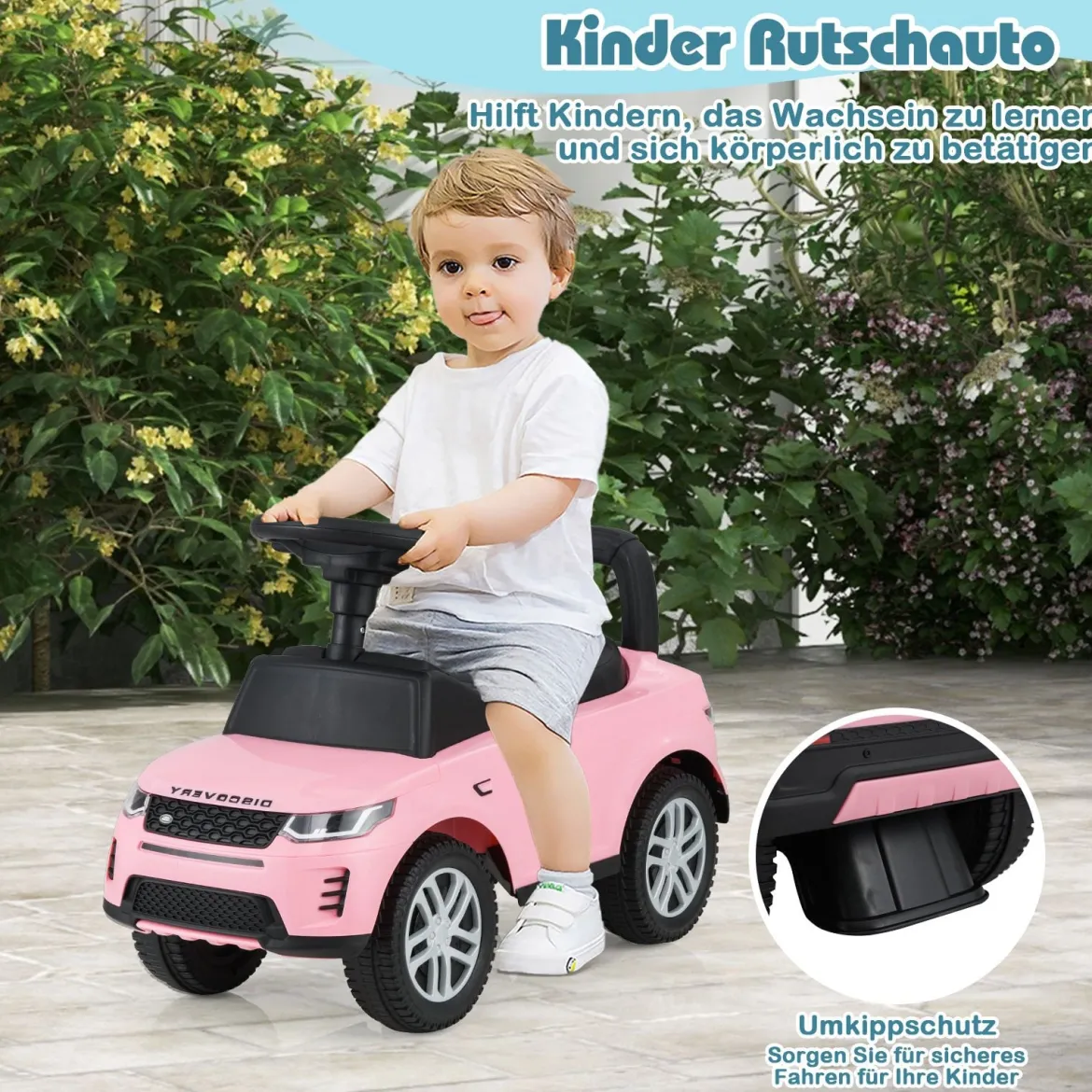 Rutschauto mit Stauraum Rutschfahrzeug Rutscher Kinderauto Schiebauto Spielzeugauto Rosa