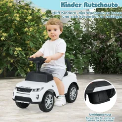 Rutschauto mit Stauraum Rutschfahrzeug Rutscher Kinderauto Schiebauto Spielzeugauto Weiß