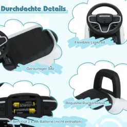 Rutschauto mit Stauraum Rutschfahrzeug Rutscher Kinderauto Schiebauto Spielzeugauto Weiß