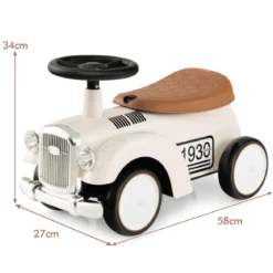 Rutschauto Rutscherfahrzeug mit Stauraum & Kippschutz Kinderfahrzeug mit Lenkrad 58 x 27 x 34 cm Weiß