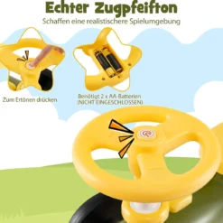 Rutschauto Rutschfahrzeug mit Lenkrad & Zugpfeifton-Taste & Stauraum unter Sitz Rutscher Kinderauto 61 x 30 x 38 cm Grün