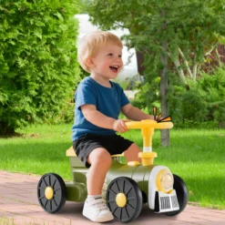 Rutschauto Rutschfahrzeug mit Lenkrad & Zugpfeifton-Taste & Stauraum unter Sitz Rutscher Kinderauto 61 x 30 x 38 cm Grün