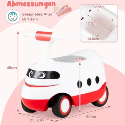 Rutschauto zum Schieben für Kleinkinder Rutschfahrzeug mit Hupe & Stauraum Grün/Weiß/Rot