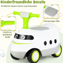 Rutschauto zum Schieben für Kleinkinder Rutschfahrzeug mit Hupe & Stauraum Grün/Weiß/Rot