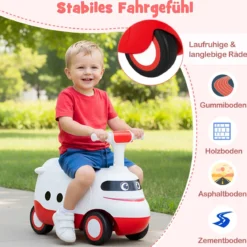 Rutschauto zum Schieben für Kleinkinder Rutschfahrzeug mit Hupe & Stauraum Grün/Weiß/Rot