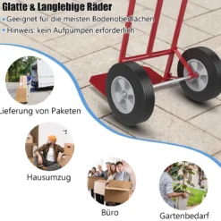 Sackkarre mit P-Griff Staplerkarre mit hoher Rückenlehne 51 x 48 x 132 cm Rot