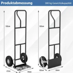 Sackkarre mit P-Griff Staplerkarre mit hoher Rückenlehne klappbarer Ladefläche & Gummirädern Schwarz