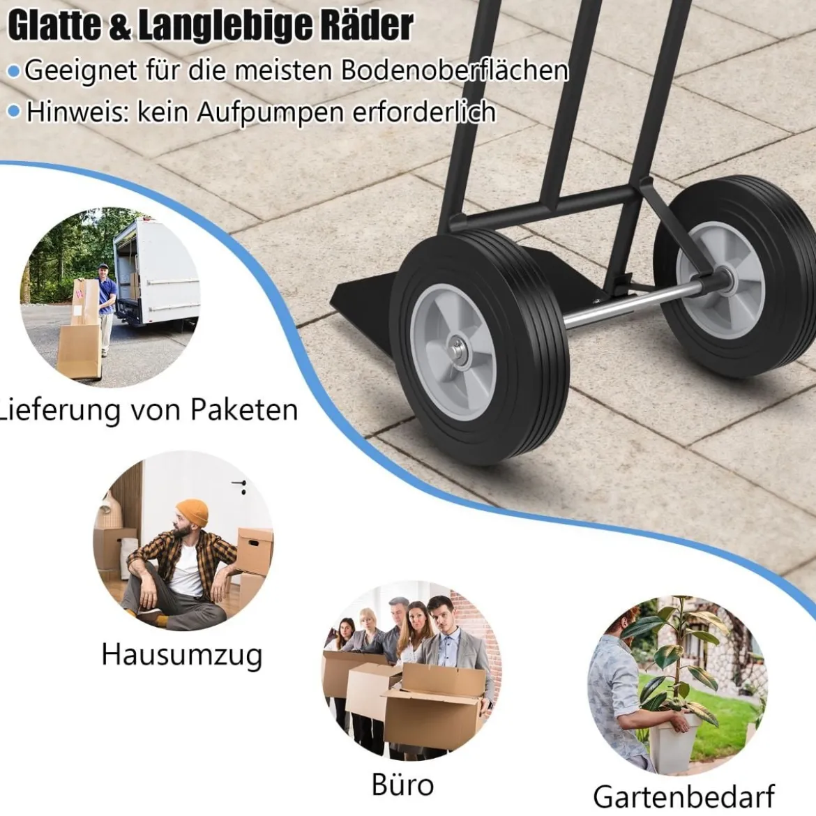 Sackkarre mit P-Griff Staplerkarre mit hoher Rückenlehne 51 x 48 x 132 cm Schwarz