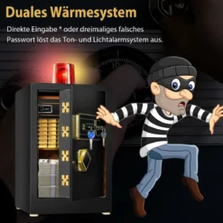 Safe Tresor 42,5 L Schranktresor Stahl-Heimsafe mit Digitaler Tastatur und Schlüsselschloss
