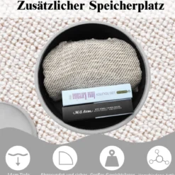 Samthocker Schminkhocker Sitzhocker Fußhocker Polsterhocker mit Stauraum Grau