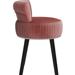 Samt-Vanity-Stuhl mit Lehne gepolsterter Vanity-Hocker mit tief getufteter Rückenlehne Rosa