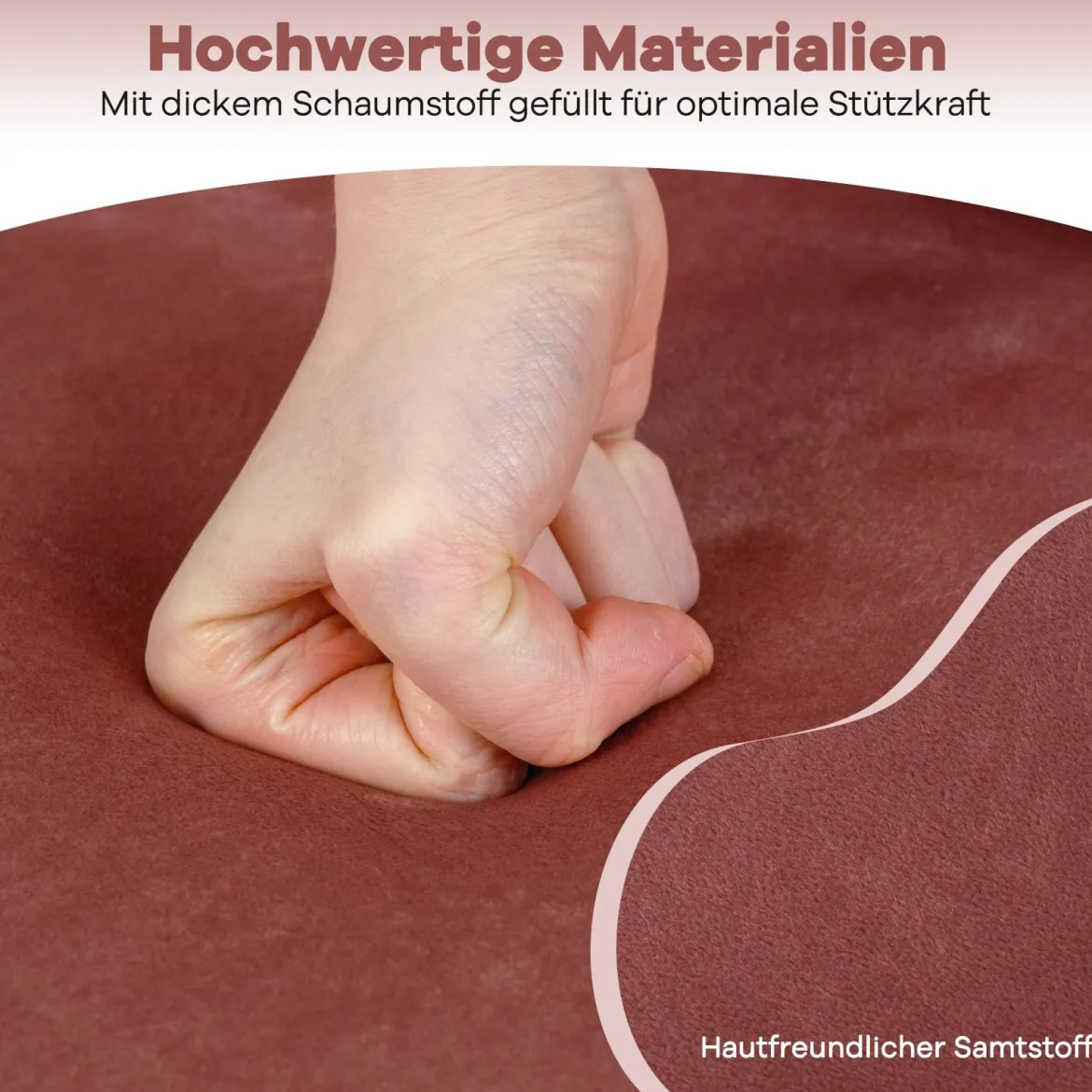 Samt-Vanity-Stuhl mit Lehne gepolsterter Vanity-Hocker mit tief getufteter Rückenlehne Rosa