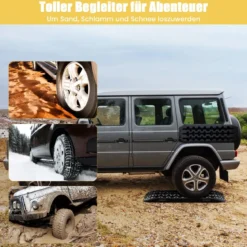 Sandbleche Offroad 2 Stücke Anfahrhilfe Reifenleiter für Sand/Schlamm/Schnee 107 x 31 x 7 cm Schwarz