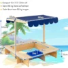 Sandkasten für Kinder im Freien Überdachter Sandkasten 115 x 115 x 121 cm Natur + Blau