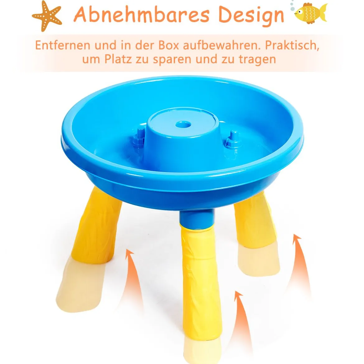 Sandkastentisch 2-in-1 Strandspielzeug Set mit Sandschaufel 46 x 46 x 66 cm