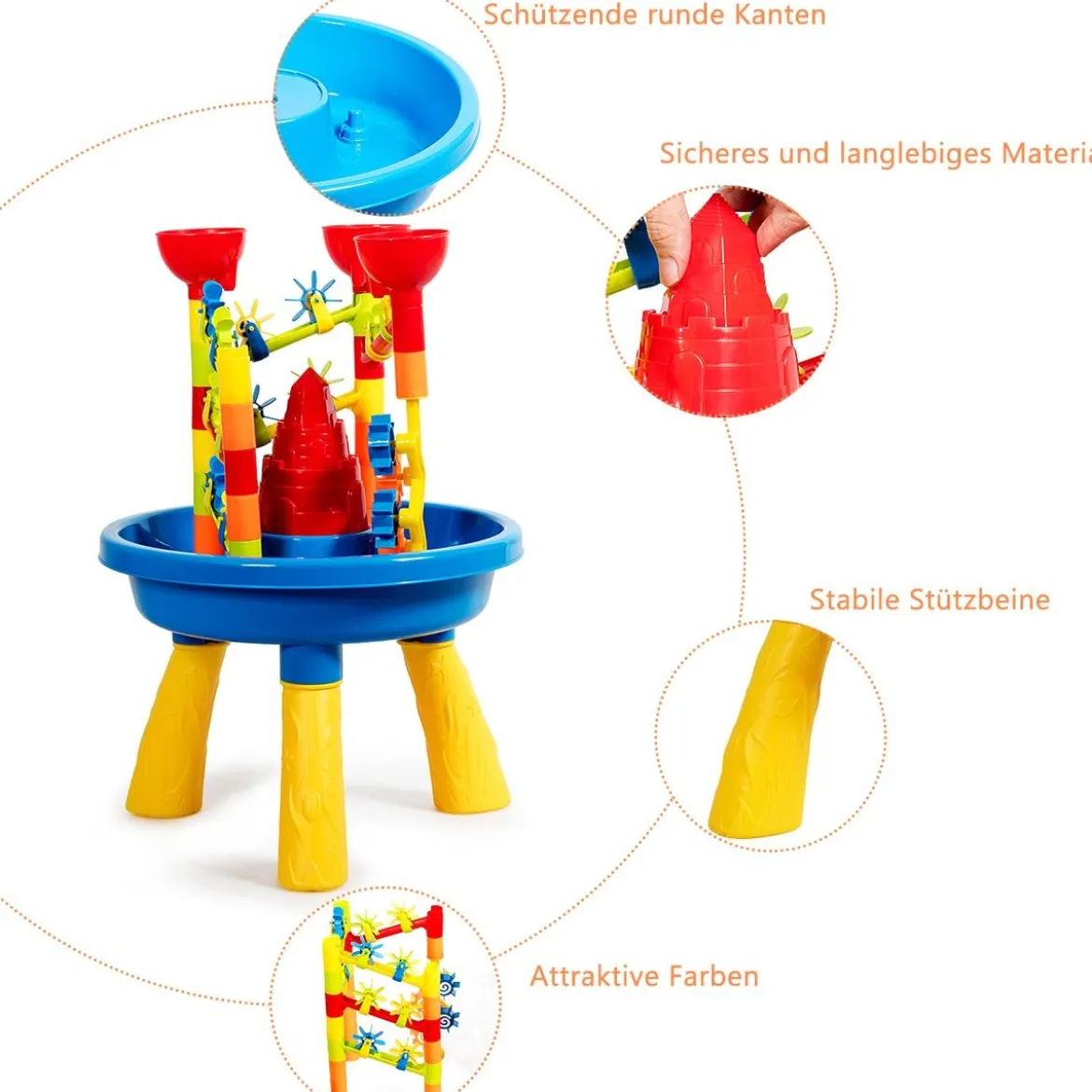 Sandkastentisch 2-in-1 Strandspielzeug Set mit Sandschaufel 46 x 46 x 66 cm