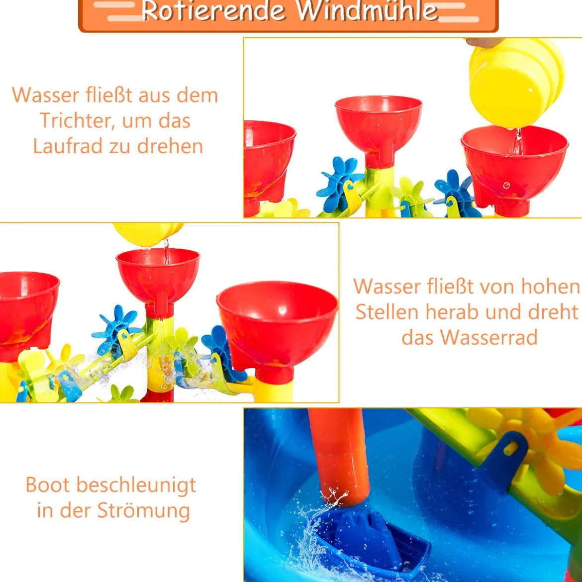 Sandkastentisch 2-in-1 Strandspielzeug Set mit Sandschaufel 46 x 46 x 66 cm