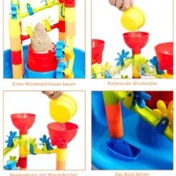 Sandkastentisch 2-in-1 Strandspielzeug Set mit Sandschaufel 46 x 46 x 66 cm